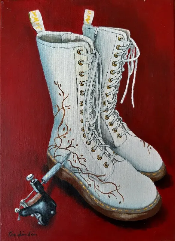 Akrylmålning Adrenaline starts to flow av Cia Lindén