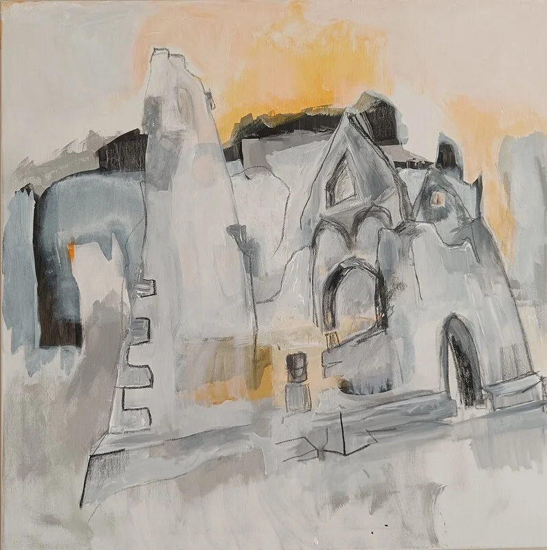 Akrylmålning Bara Ödekyrka, Gotland av Anna-Lena Ravn