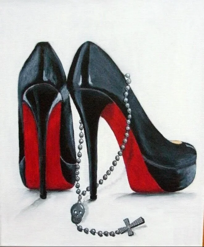 Akrylmålning Louboutin rocks again av Cia Lindén