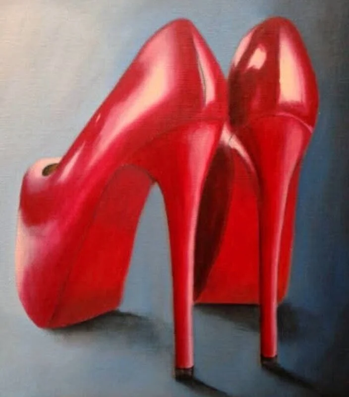 Akrylmålning Red Louboutin av Cia Lindén