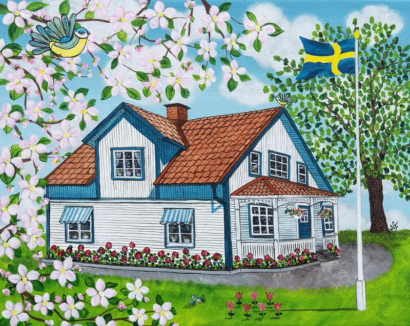 Akrylmålning Åsen av Nathalie Fjäll