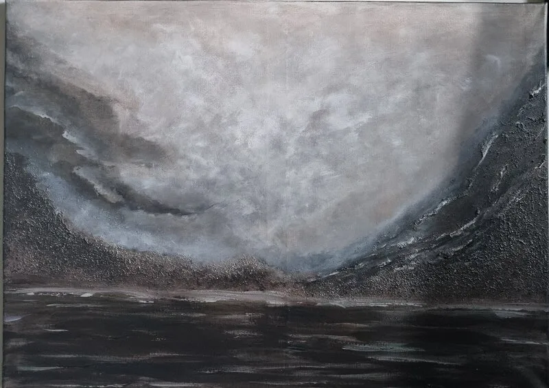 Abstrakt "Behind the Mountains" av Annsofi Alm