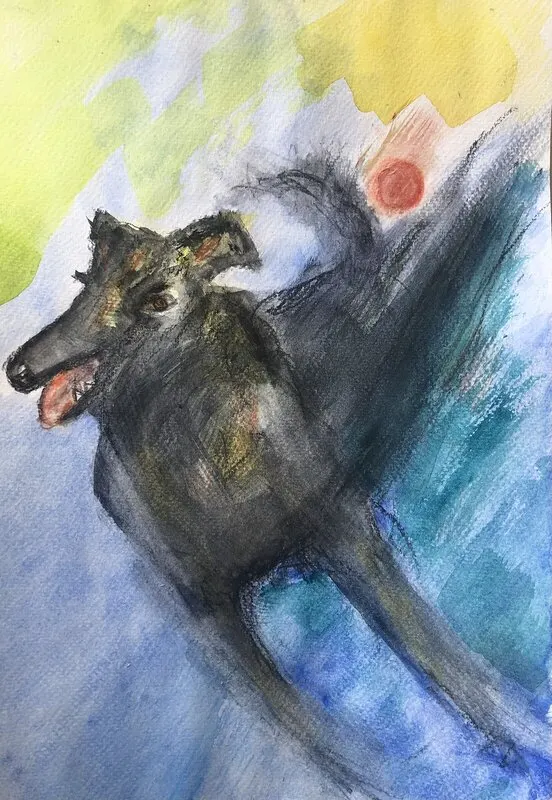 Akvarell Himlahund av Ylva Julén