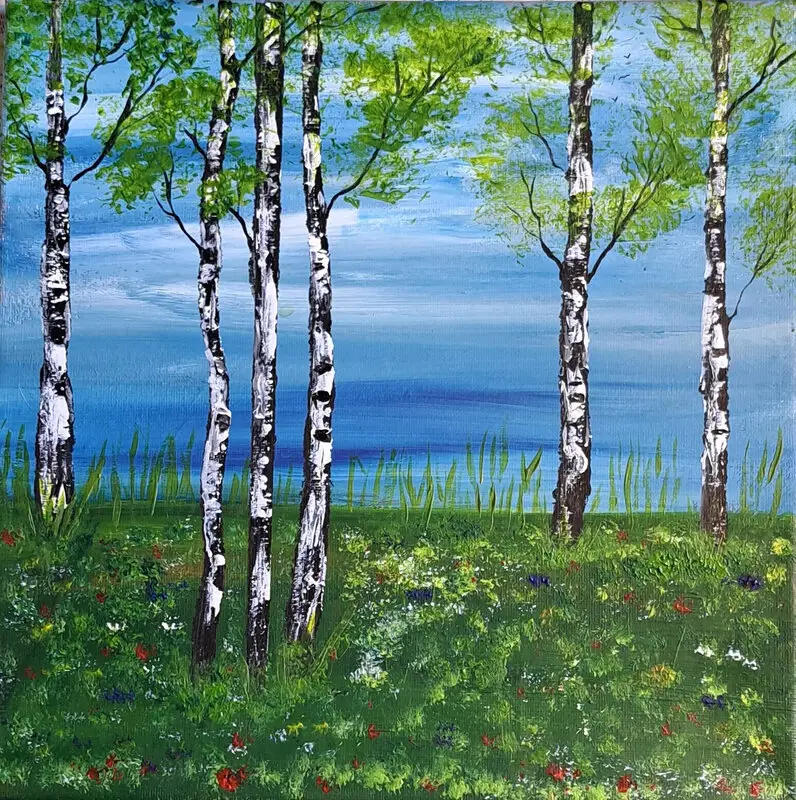 Akrylmålning När himlen möter havet av Malin Pehrsson