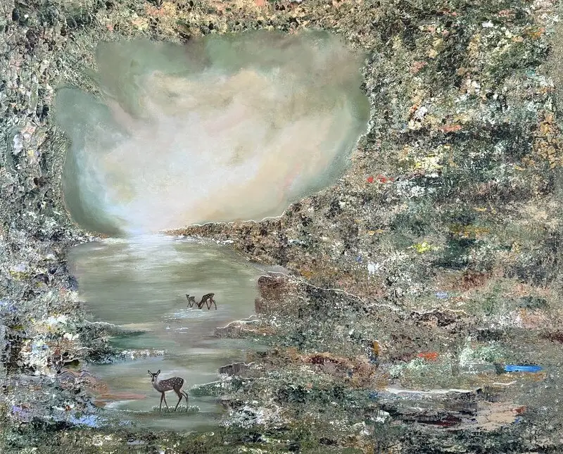 Akrylmålning Tyst reflektion av Csilla Seres