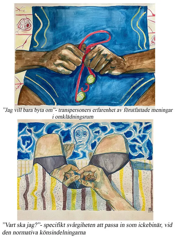 Akvarell 2 av 3 verk till west pride hbtqia+ och sport av Ebba Wiesner