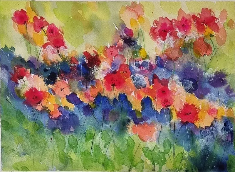 Akvarell Blomster av Åsa Edlund