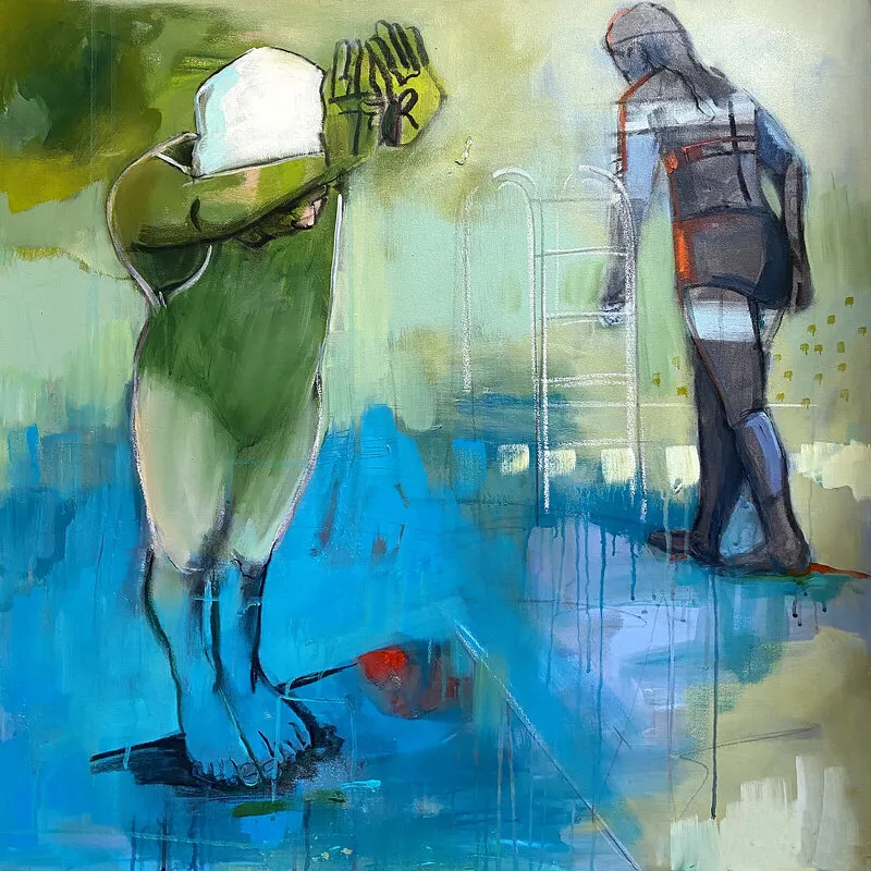 Akrylmålning Trampolin av Anna Sjölin