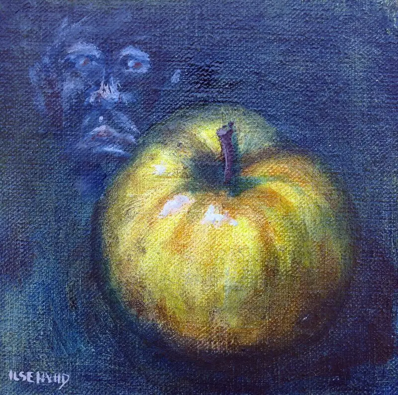 Oljemålning Äppelkind av Ilse Hviid