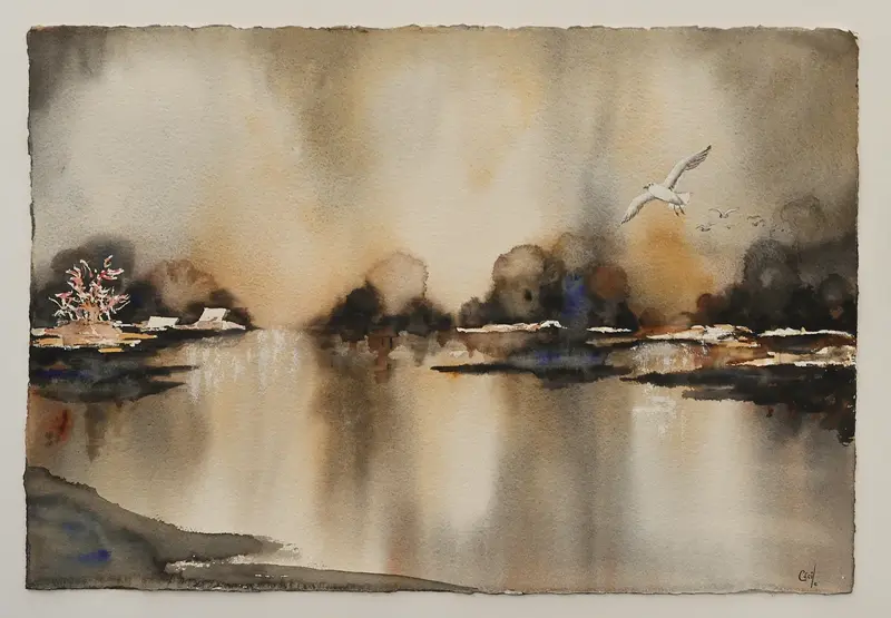 Akvarell Pärlemo, Skärgård av Cécile Hansson