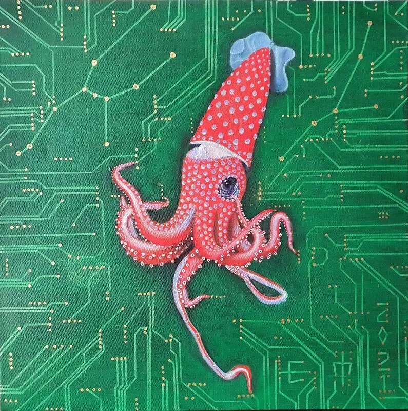 Oljemålning Deep Tech av Erik Marklund