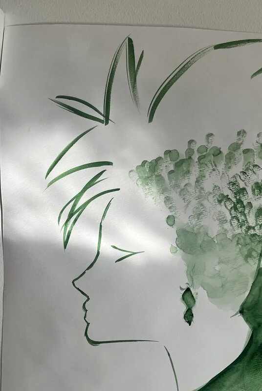 Akvarell Foxy GreenLady av Lilyana Teymur