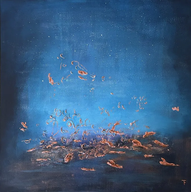 Akrylmålning Magma land av Tina Fornbrandt