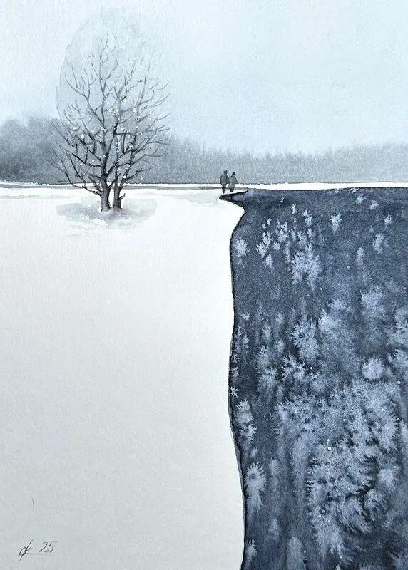 Akvarell Tillsammans för alltid. av Olga Kharyakova