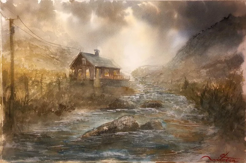 Akvarell av Joakim Wictorin