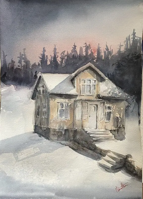 Akvarell Anton & son av Martin Hartmann