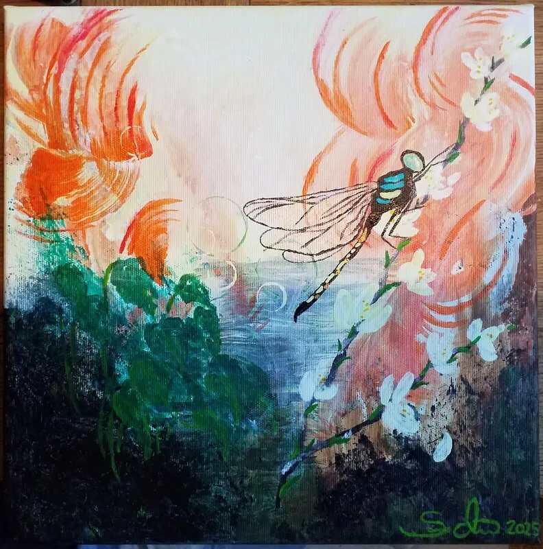 Akrylmålning Morgonslända av Susanna Morath