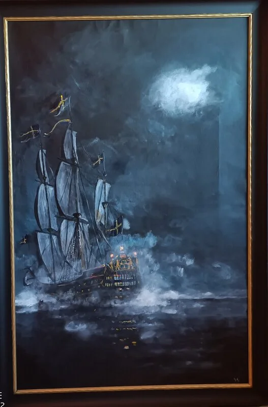 Akrylmålning Kronan av Karolinermålaren Malmgren