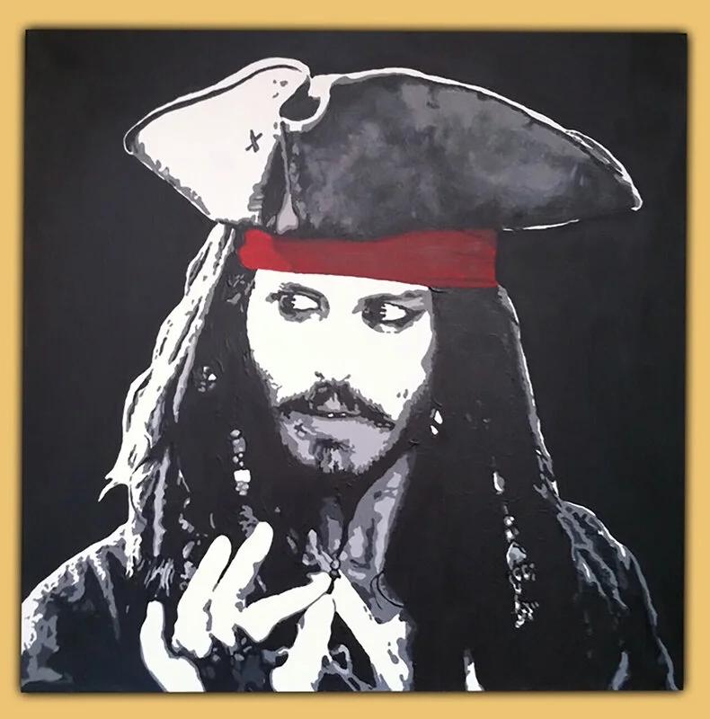 Akrylmålning Jack Sparrow, The Pirates of the Caribbean av Joachim Ljungh Stenström