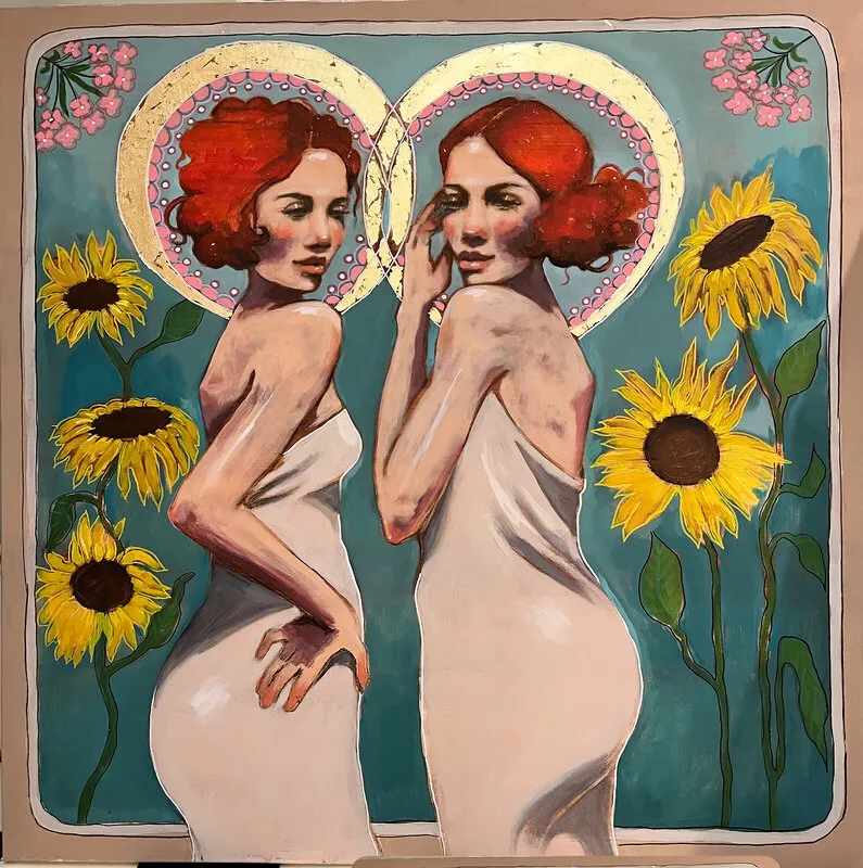 Akrylmålning Sunflowers av Charlotta Oppstedt