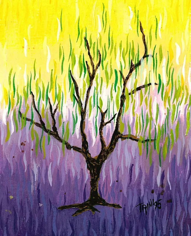 Akrylmålning Våreld av Trini
