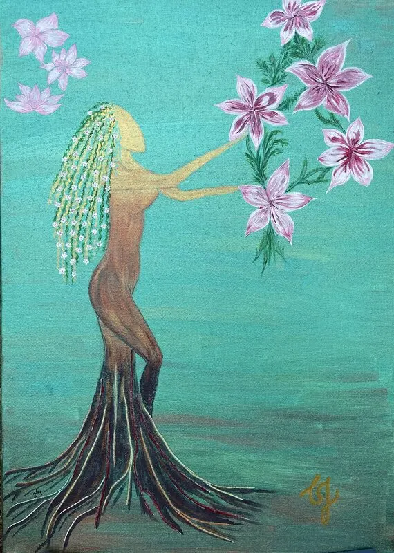 Akrylmålning Blomman, äkta skönhet av Camilla Johansson