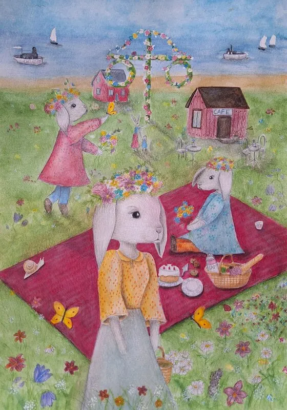 Sol, bad och blomsterkransar av Katrin Derholm