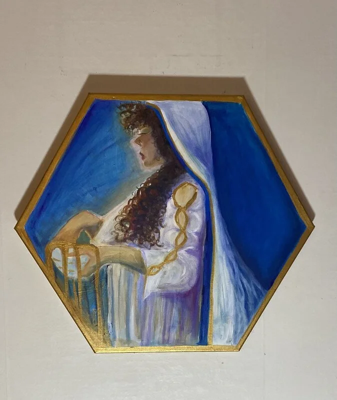 Oljemålning Gyllne dam av Meryem Ben Soltana