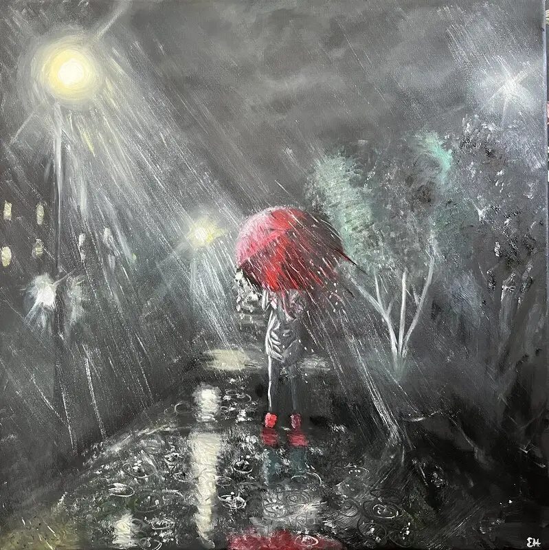 Oljemålning Regn i mitt hjärta av Elin Högeryd Carlén