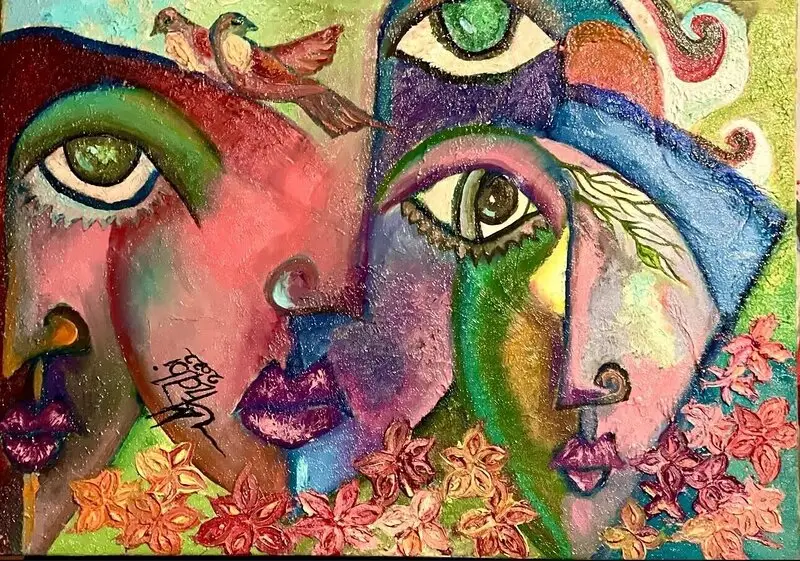 Oljemålning Själarnas sång av Ella Art