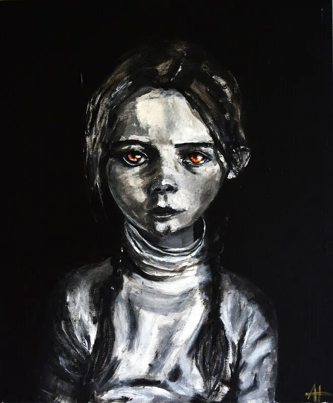 Akrylmålning Ett barnbarn av Anders Holmquist