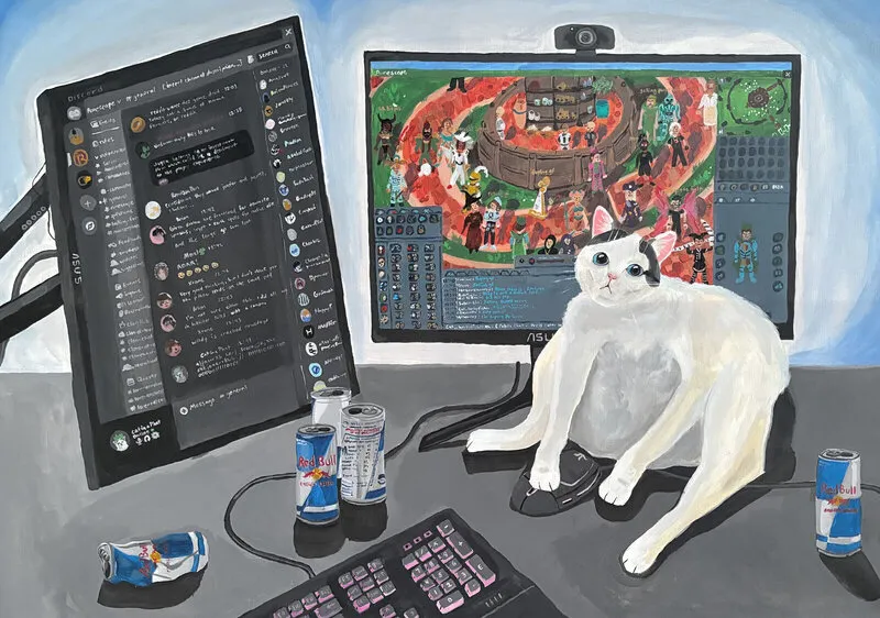 Akrylmålning Runescape is most certainly a game of all time av Ollie Crafoord