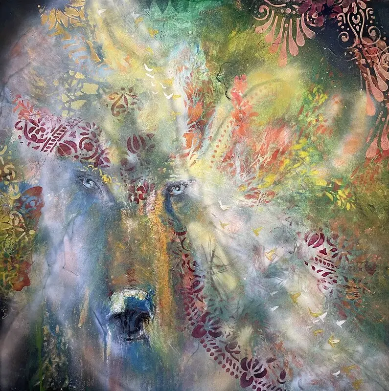 Akrylmålning Han ers höghet Björn av Tina Frangi