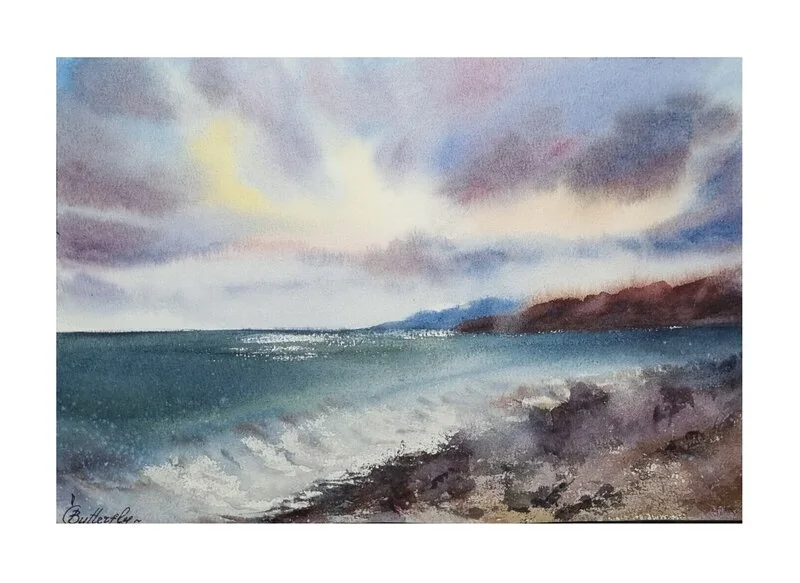 Akvarell Marine watercolor landscape av Olena Korzhyk