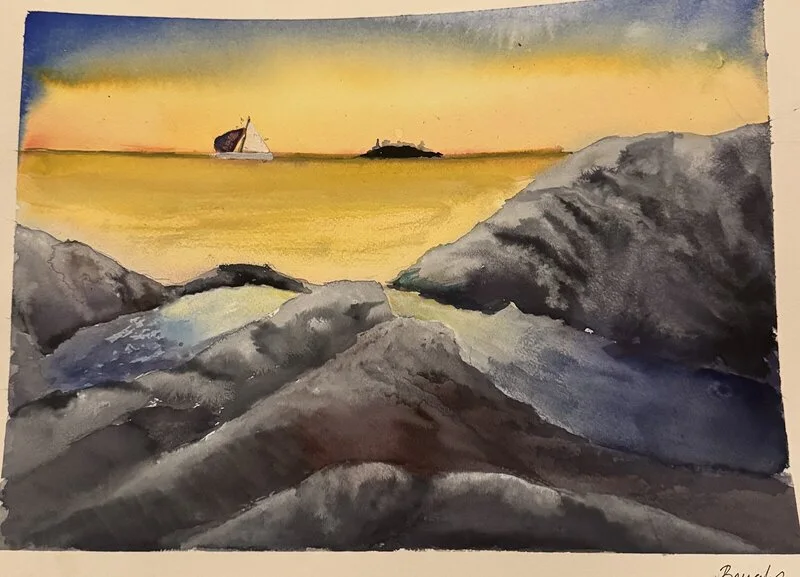 Akvarell Sandhamn av Bengt Uusitalo