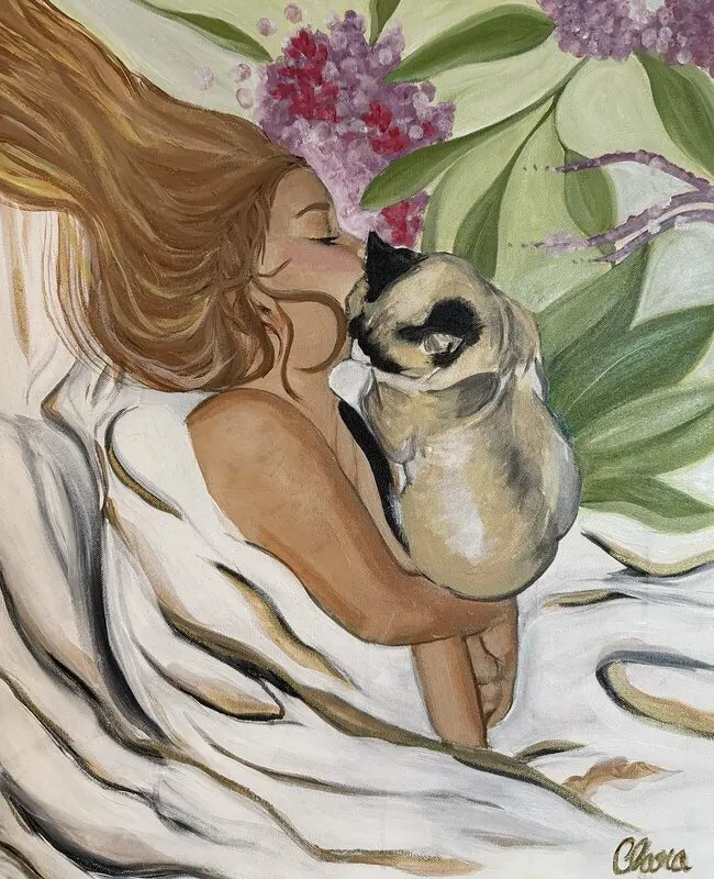 Akrylmålning Julia & Isabella av Clara Shabani