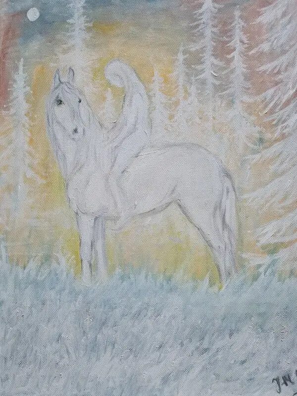 Oljemålning En vit dröm av Ing-Marie Frid