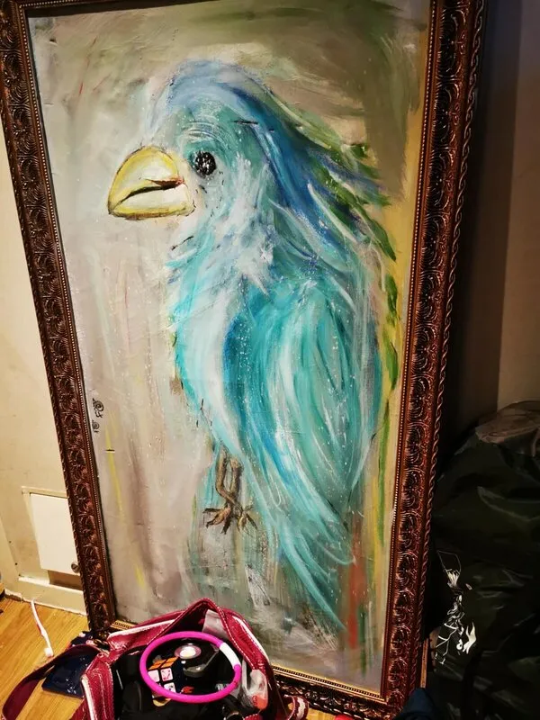 Akrylmålning Blue Phoenix av Therese Paulin