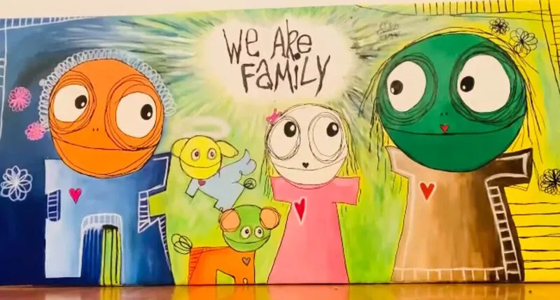 Akrylmålning Family av Erica Andersson
