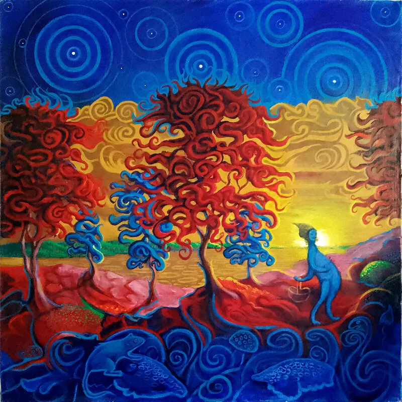 Akrylmålning Mushroom Season av Stefan Nyman