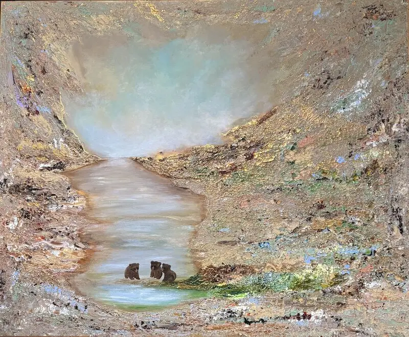 Akrylmålning I värmen av varandra av Csilla Seres