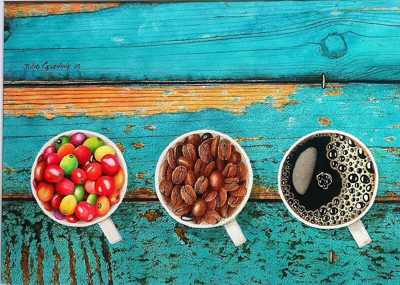 Akvarell Kaffe 4 av Julio Casanova