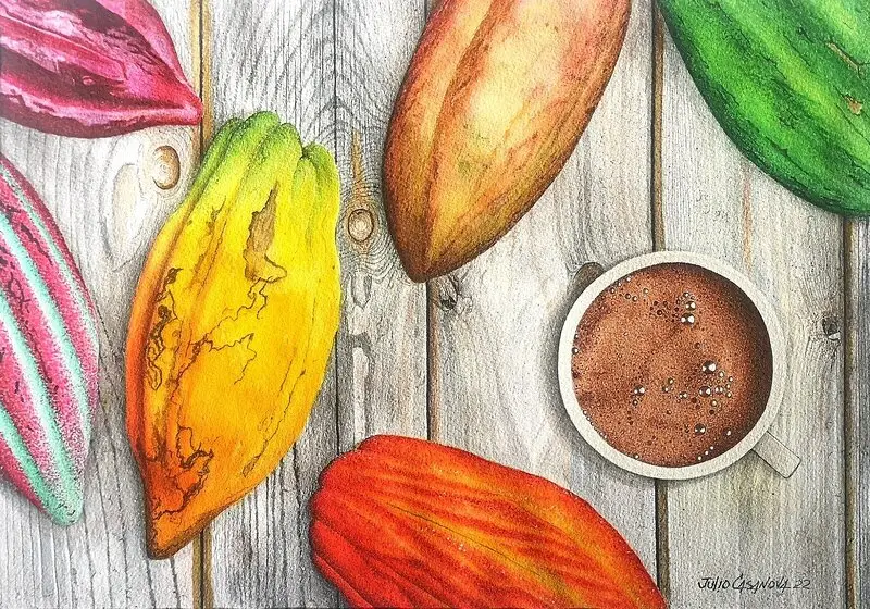 Akvarell Kakao2 av Julio Casanova