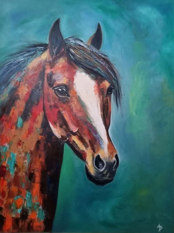 Oljemålning Horse av Annika Blomberg
