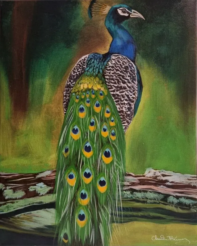 Oljemålning Peacock av Annika Blomberg