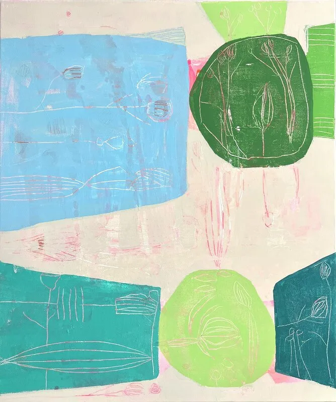 Akrylmålning Green & Blue av Helena Renström