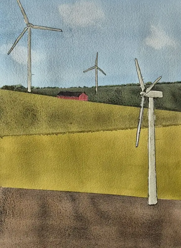 Akvarell Må det blåsa av Anki Modin