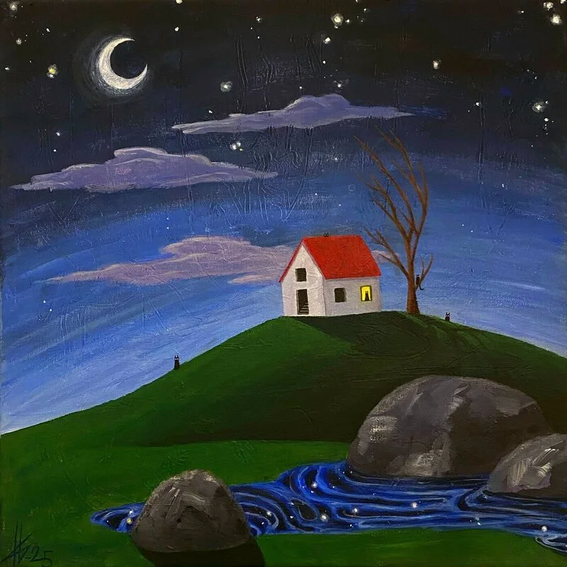 Akrylmålning När råttorna är borta av Saga Aune