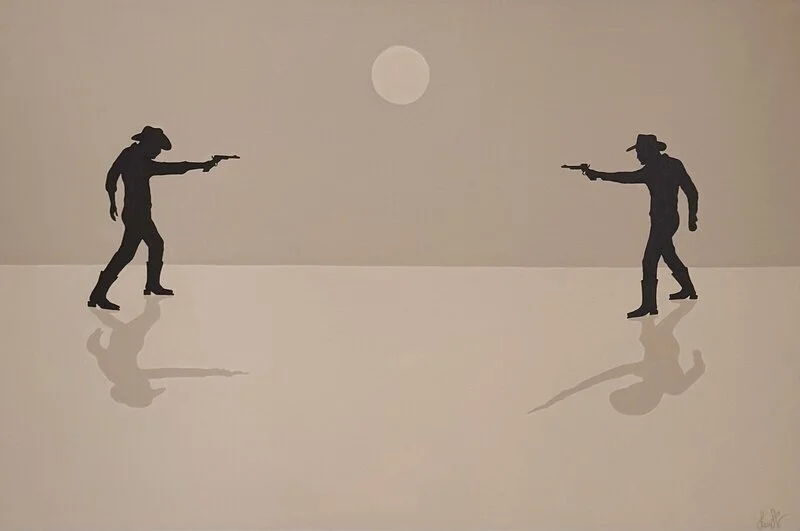 Akrylmålning Moonlight Showdown av Linn Håkansson