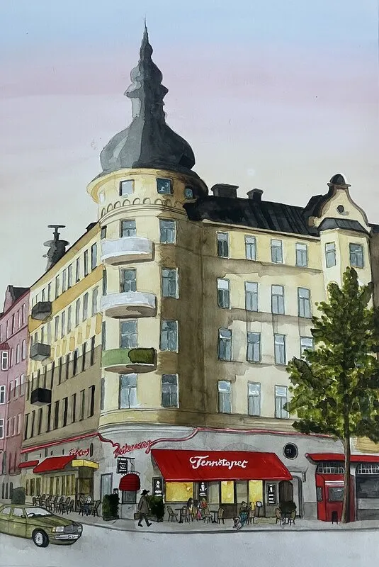 Akvarell Tennstopet av Ida Maier